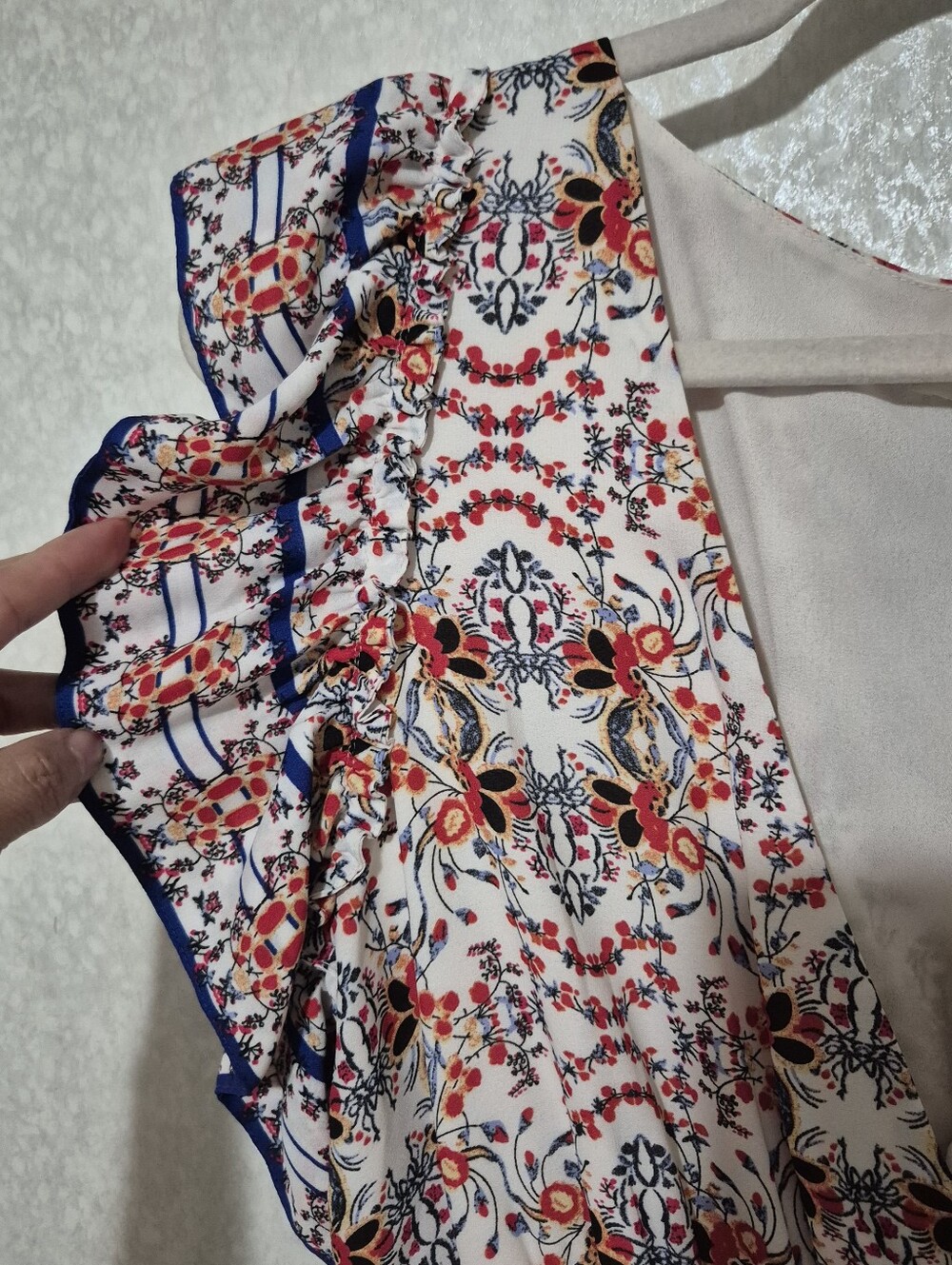 Nwt Max Studio Floral Print Midi Dress In White, Red & Blue...Size:Xl — image 7 of 8